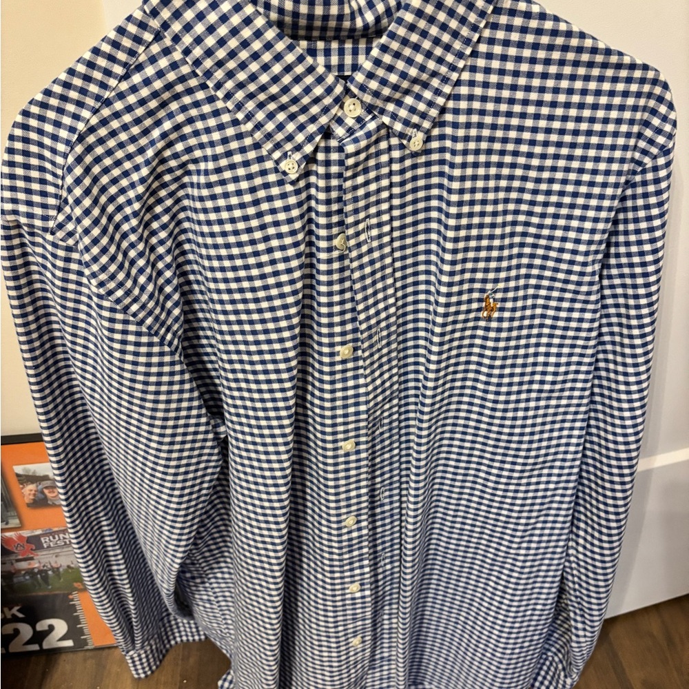 Large blue checked shirt. Ralph Lauren
